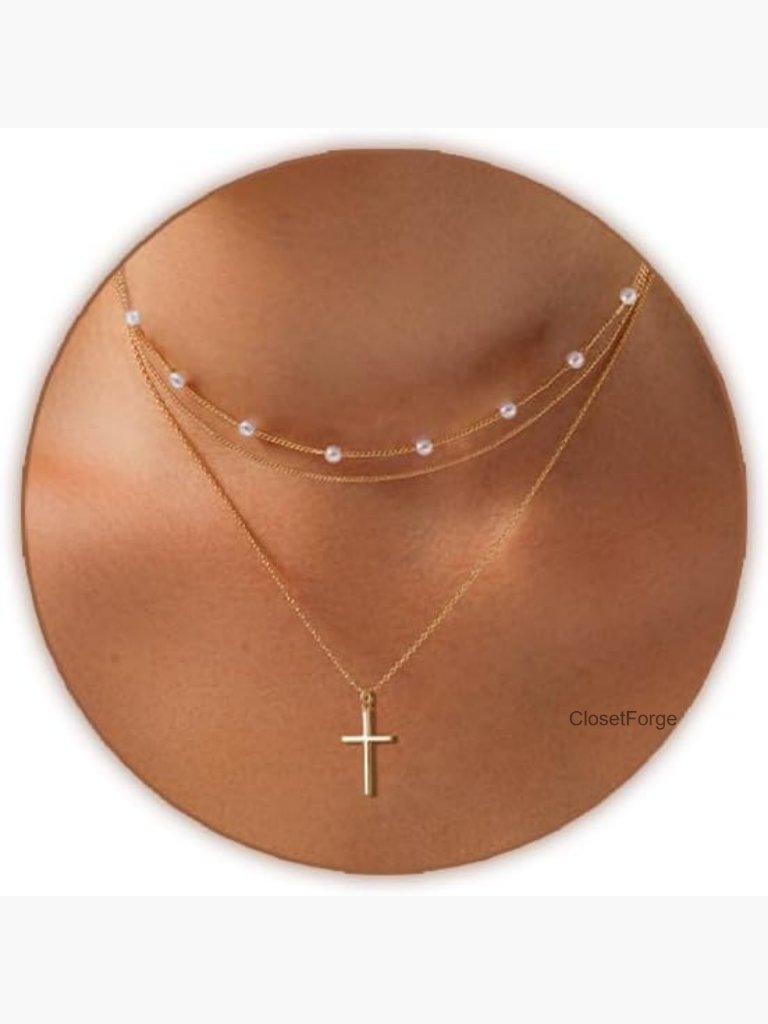 Layered Cross Necklace Set - Dainty Crucifix Choker Trendy Stackable
